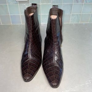J crew faux croc brown boot